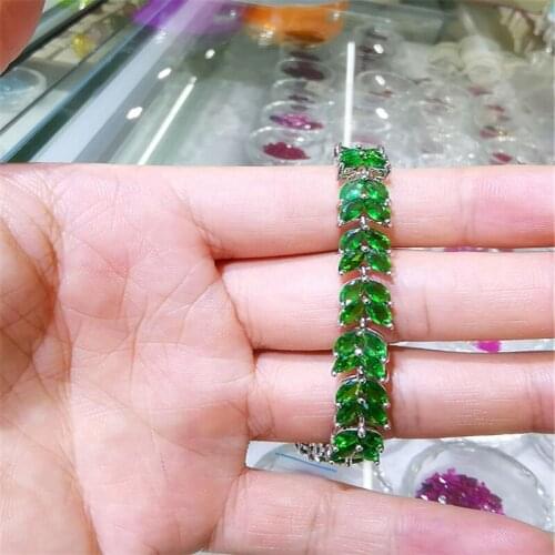 Copper Alloy DIY Set 3A Zircon 17CM Bracelet For Women Korean Style Gift For Girl Friend High Grade Leaves Braceles Jewelry