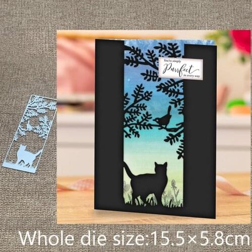 New Design Craft Metal stencil mold Cutting Dies cat bird tree background scrapbook die cuts Album Paper Card Craft Embossing