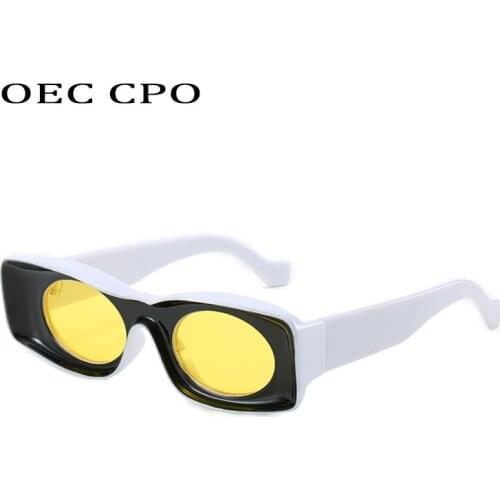 OEC CPO Vintage Square Sunglasses Women Men NEW Oversized Trendy Hip hop Sunglasses Men Female Shades Candy Clear Lens O111