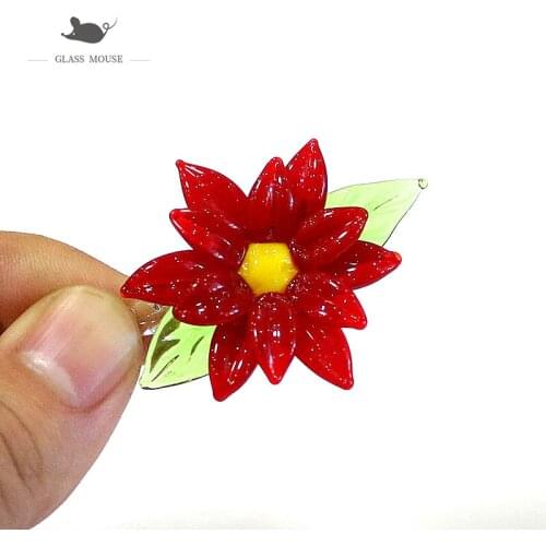 Hanging Miniature Glass Flower Ornament Pendant Fairy Garden Home Decor Supplies Holiday Party Christmas Decoration Accessories