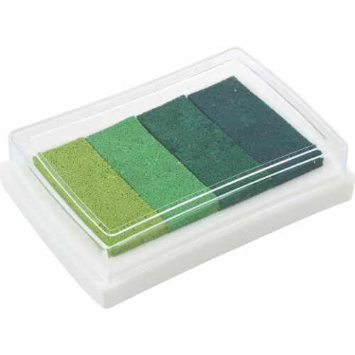 PPYY NEW -Inkpad Craft Multi Gradient Green 4 x Colors Ink Stamp Pad Oil Based