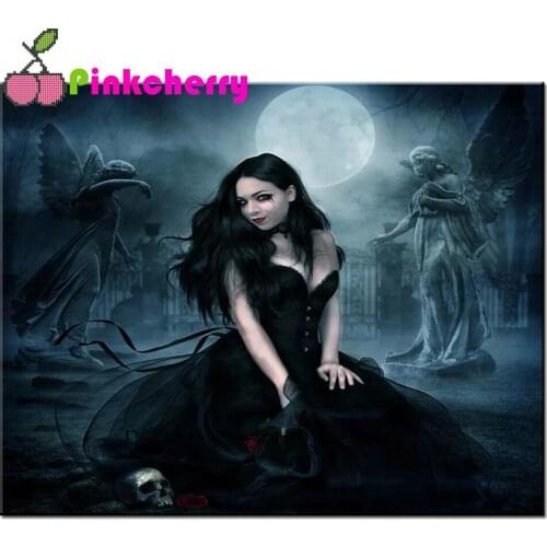 Sexy horror woman in black Diamond Painting 5D DIY Art Modern Diamond embroidery Mosaic Room Home Decoration k684