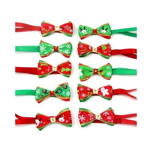 Christmas Holiday Pet Cat Dog Collar Bow Tie Adjustable Neck Strap Cat Dog Grooming Accessories Pet Product Supplies Christmas