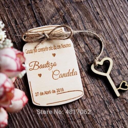 Custom Mason Jar Batipsim Magnet with key , Christening Favors, First Communion