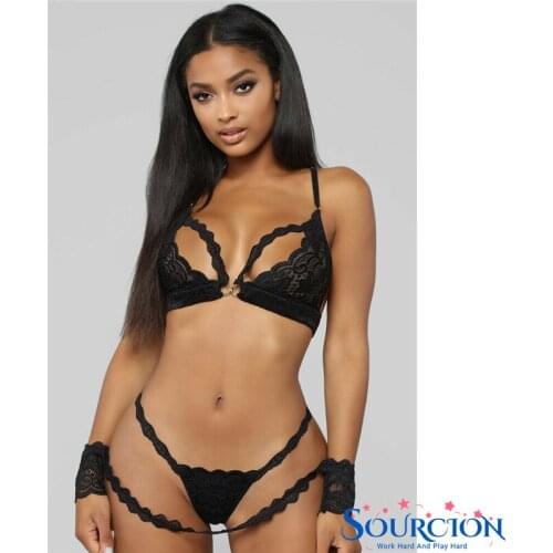 SWT Sexy Hot Underwear Erotic Lace Bralette Bra Brief Sexy Lingerie Open Bra+G-string Set Babydoll Womens Underwear Set