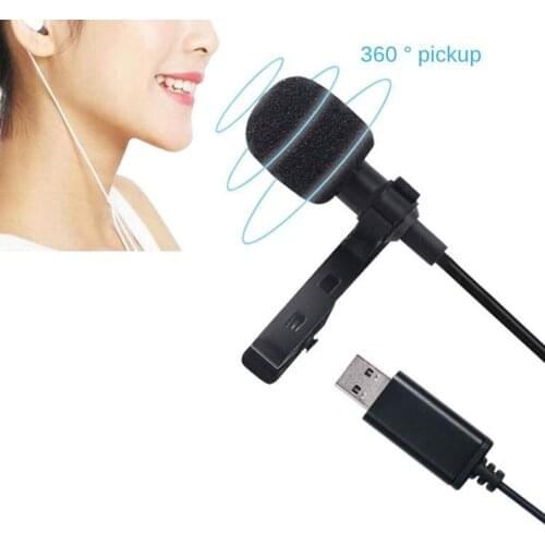 USB Microphone for Computer Lavalier Lapel Clip-on Mic for Laptop Podcast Interview Skype MSN Audio Recording