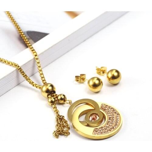 OUFEI Stainless Steel Jewelry Crystal Woman Vogue 2021 charm For Woman Jewelry Sets Necklace Earrings set Jewelry Accessories