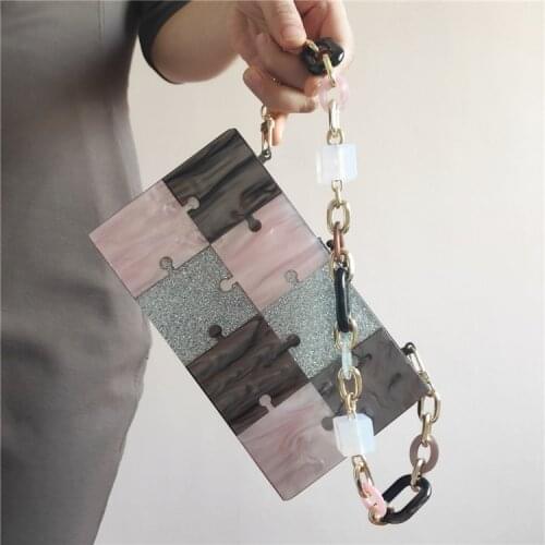【wander lamar 】2021 fashion design pink acrylic handmade women clutch bags with acrylic chain for evening ladies