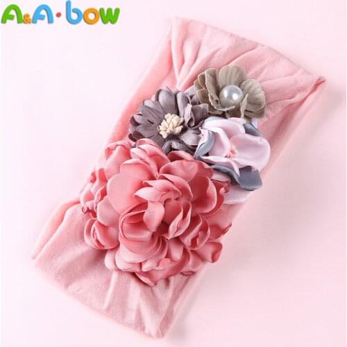 1pcs New Baby Headband Flower Elastic Turban Hairband Baby Girl Head Wrap Warmer Headwear Girls Headbands