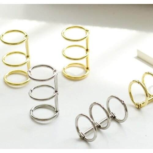 3-Ring Retro Metal Book Binder Paper Storage Gadget Standard Hole Circle Clip for A5 A6 Notebook/Album/Scrapbook