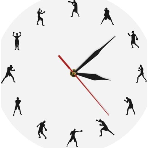 Boxing Fighters Decorative Prizefighting Wall Clock Boxing Minimalist Design Modern Wall ClockBoxing Boxers Wall Art Sport Gift