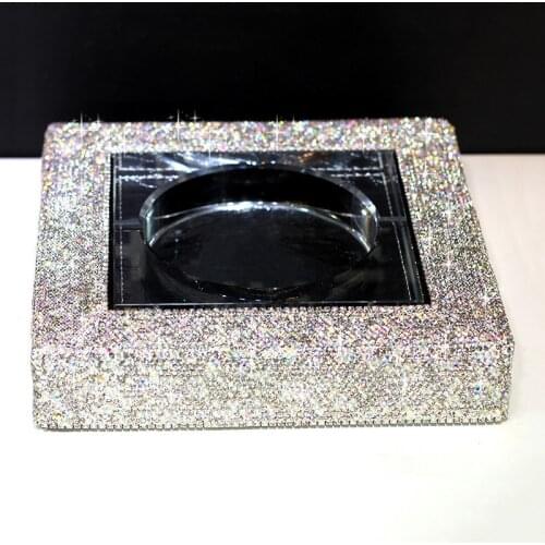 Large Fine Crystal Glass Diamond Ash Storage Tray Car Cigarette Home Office Coffee Table Smoking Tray Ashtray For Birthday Gifts