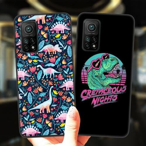 Cute Dinosaur Baby Black Phone Case For Xiaomi Mi 10T Lite Redmi Note 9S 7 8 9 10 Note10 Pro 8T 9C Soft Silicone Back Cover