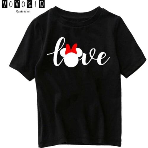 Baby Love MouseT Shirt Little Boy Cute Cartoon Sweet Girls Japanese Streetwear T-shirt Chlidren Summer Top Cartoon Shirt
