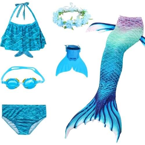 Mermaid Tail Costume for Swimming Girl Christmas Gift Kids Mermaid Cosplay Costume with Or No Monofin Swimsuit
