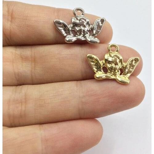 Eruifa 20pcs Lovely 20*14mm Angel Zinc alloy Necklace Jewelry Handmade DIY Charms Pendant 2 Colors