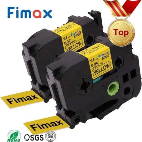 Fimax 2 Packs TZe651 TZe-451 Compatible for Brother P-touch Label Tape TZe-651 24mm*8m Black on Yellow Brother P-touch Tze Label