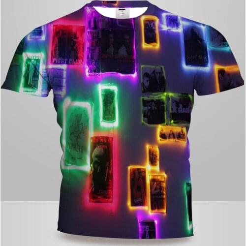 UNEY Psychedelic Shirt 3D Graphic T Shirt For Men US Size Light Tops Rainbow Tshirt Men/Woman Tees La Hip hop Round Neck Top Tee