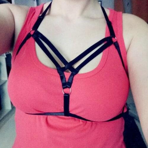 JLX.HARNESS Harajuku Open Chest Cage Bra / Cupless Bra / Criss Cross Crop Top Bondage Lingerie / Fetish Wear O0400