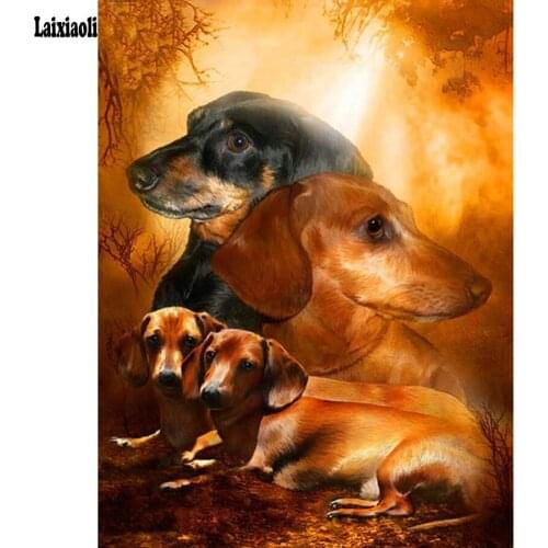 DIY Diamond Painting puppy Cross Stitch Kits Full Diamond Embroidery Dachshund dogs 5D Diamond Mosaic Home Decoration painting