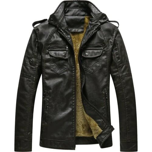 Classical Leather Jackets Spring Fashion Mens Zipper Jacket Youth Handsome Stand Collar Coats Solid Color Leather Coat