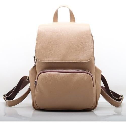 Classic Women Backpack Fashion Soft Genuine Leather Big Travel Bag Knapsack High Quality Daily Casual School Bags For Teen Girls