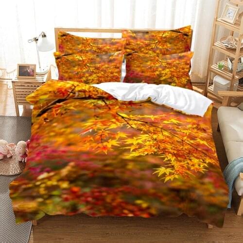 Natural Scenery 3D Print Comforter Bedding Set Beautiful Autumn Tree Queen Twin Single Duvet Cover Set Pillowcase Home Luxury