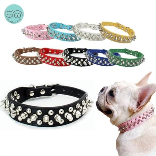 Leather Dog Collar Perro Pet Dog Accessories Puppy Cat Collars Adjustable For Small Medium Dogs Pitbull Bulldog Pugs Beagle