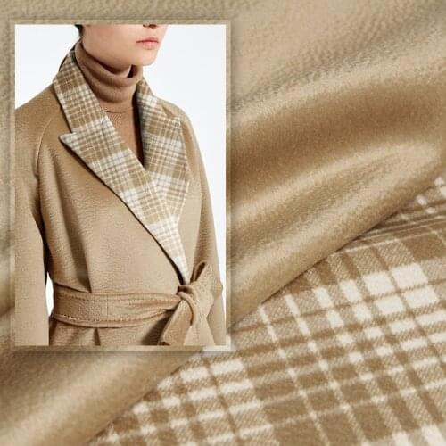 Red Raspberry 850g/m Double-Side Ripple Silk Wool Overcoating Garment Materials Women Overcoat DIY cloth Fabrics Freeshipping