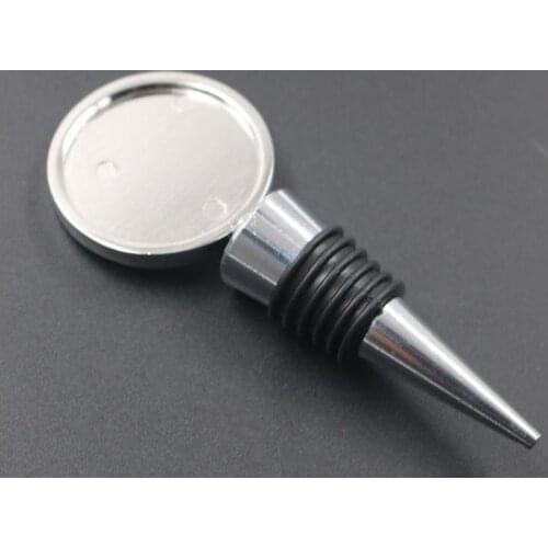 Round Red Wine Bottle Stopper Blank Metal Bar Tool Wedding Gift For DIY Crystal Dome Cabochones Accessory SN1997