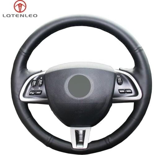 LQTENLEO Black Artificial Leather Car Steering Wheel Cover For Jaguar XF XF S XFR XF Sportbrake 2012-2015 XK XKR-S XKR 2012-2018