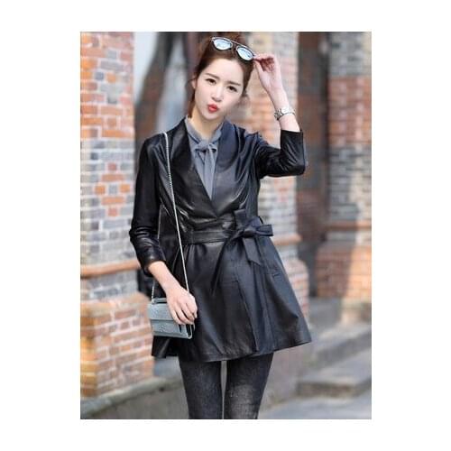 Top brand and New Spring Autumn Women Genuine Sheepskin Trench high quality