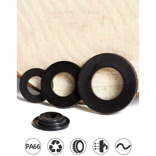 M2 M2.5M3 M4 M5 M6 M8 M10 M12 M14 M16 M18 M20 Black Plastic Nylon Flat Washer Plane Spacer Insulation Gasket For Screw Bolt