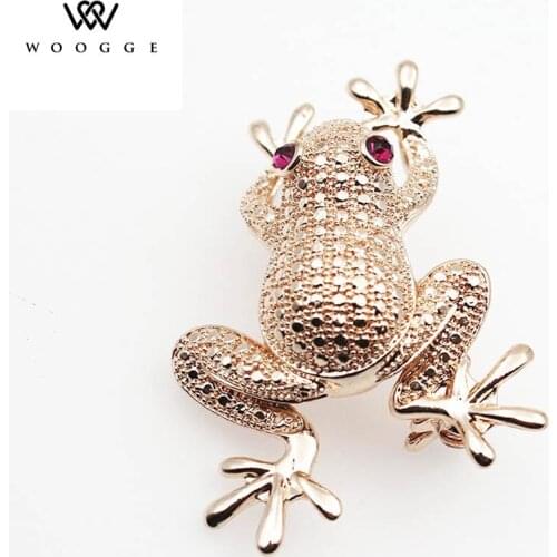 2020 Fashion Jewelry Gold Crystal Rhinestone Frog Brooch Lapel Pin Men Brooch Vintage Large Animal Brooches For Women Men
