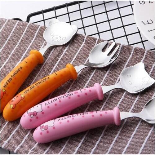304 stainless steel cutlery set cartoon childrens fork spoon two-piece set of portable gift cutlery set