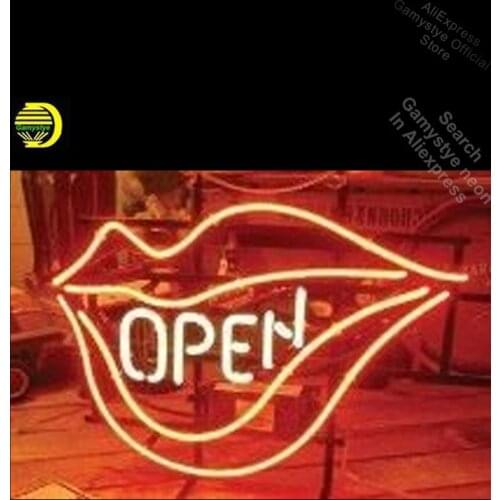 Neon Signs for OPEN LIPS MOUTH Handcrafted Neon Bulbs sign Glass Advertisement Sign Lighting Neon Bar Signs Shopping Hall Sign
