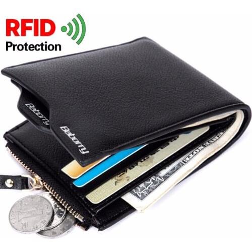 New Tide RFID Theht Pu Leather Men Wallet Short Fashion Wallets Big Capacity Coin Purse Card Holder Doka Multifunction Money Bag