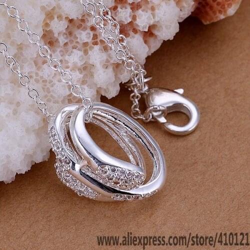 P238_2 Lucky Charm Silver Color Pendants For Women Jewelry Necklace Women Accessories Fashion Pendants Insets Double Round