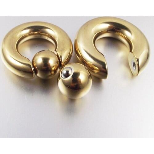 1 Piece Big Size Gold Stainless Steel Eyebrow Tragus Nipple Piercing Nose Ring BCR Earring Captive Hoop Rings Body Jewelry