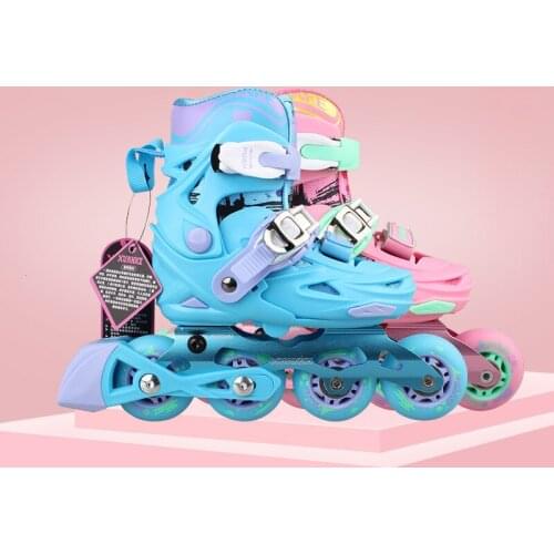 Pu Leather Adjustable Skates Children 4 Wheels Shoessale Skating Roller For Childrens Different Size 2 Colors Beginner Casual