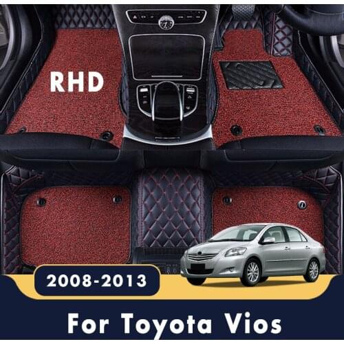RHD Luxury Double Layer Wire Loop Car Floor Mats Carpets For Toyota Vios 2013 2012 2011 2010 2009 2008 Foot Pads Rugs Custom