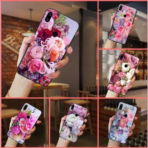 Pink Purple Peony Rose flower luxury Phone Case cover For Xiaomi Redmi note 7 8 9 t k30 max3 9 s 10 pro lite high quality capa
