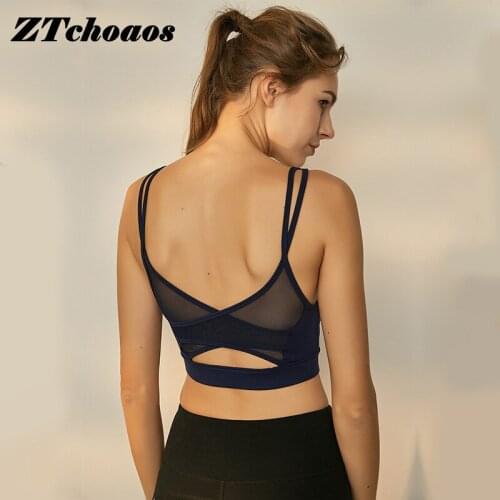 Sport bra workout tops mesh bra running fitness hollow breathable sports bra underwear sportswear sports bra for women gym