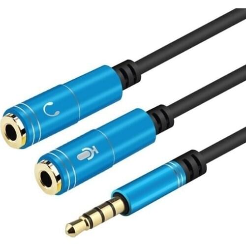Mobile phone Audio Splitter Earphone Extension Cable Jack Metal 3.5mm Cable Male to 2 Female Mic Y for Phone Laptop PC AUX Cable