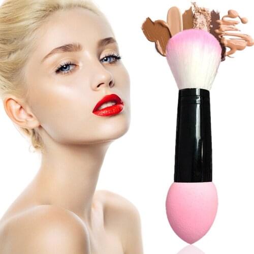 Women Professional Double Head Blusher Brush With Sponge Drop Powder Puff A Great Valentines Gift For Women