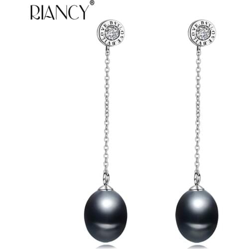 Clear stock sales New 100% genuine Natural long earrings Fashion black pearl jewelry for Women wedding gift