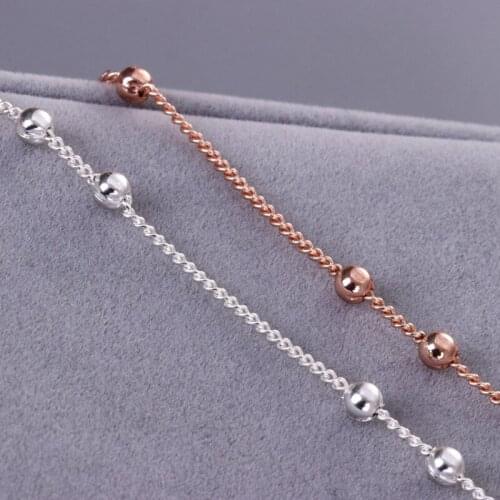 1.7mm Silver Rose Gold Beads Chain Copper Chains Handmade Jewelry Making Findings Component DIY Accessories 20m/roll Wholesale
