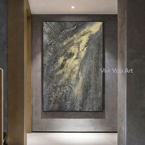 100% Features Creati handmade modern color abstract oil painting on canvas wall Black color golden color art unique decoration