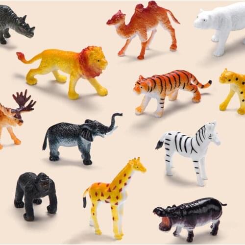 12Pcs Animal Figure Lovely Appearance Welding Process PVC Miniature Mini Animal Figures for Collection Education Toys Kids Gift