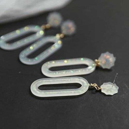 2pcs simple Korean resin gold foil glitter Fashion statement stud earrings 2020 atmospheric geometric fashion DIY accessories